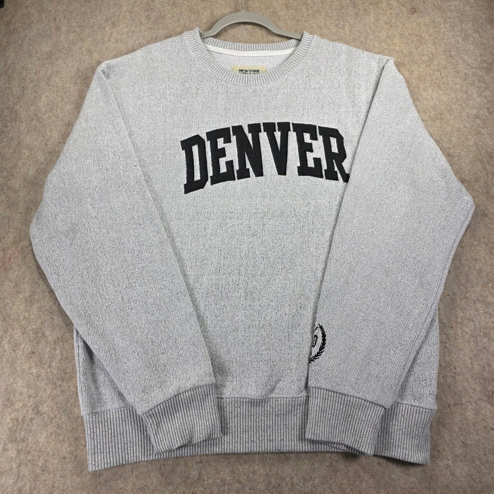 New York Popular Denver Sweatshirt Mens XL Gray Crewneck Colorado Pullover